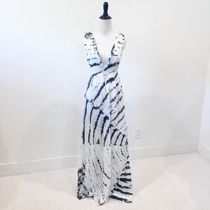 Indah | Anjeli Deep-V Cut-Out Maxi Dress | White | S